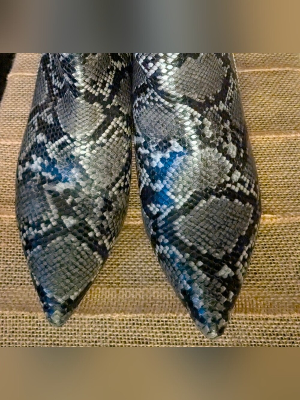 Women’s Snake-Print Ankle Boots - Black and Gray